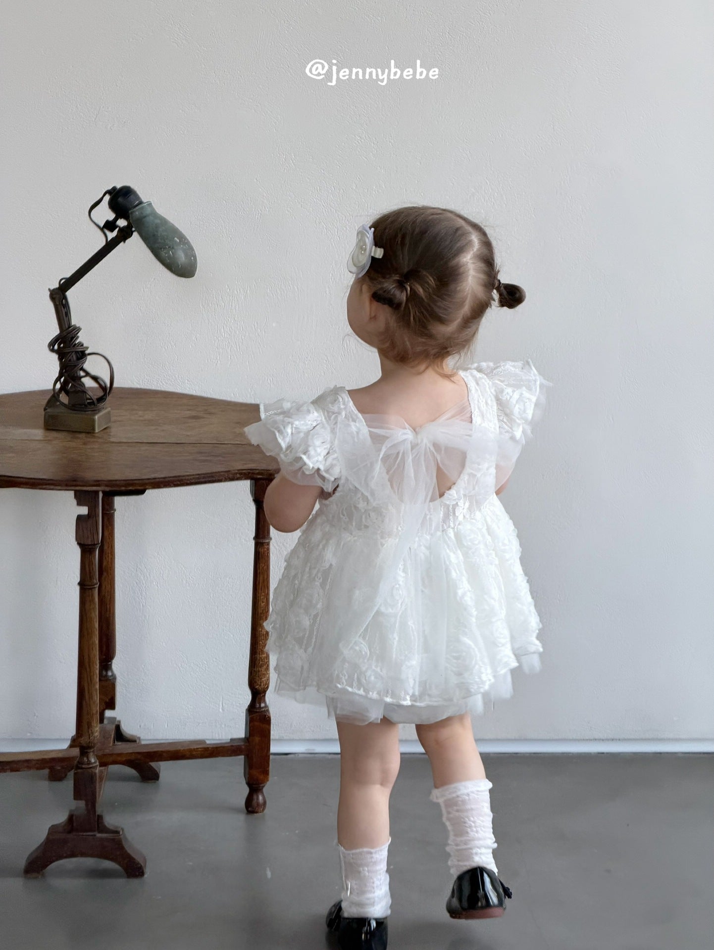 Flower Lace Mesh Princess Dress ガールズ フラワーレース チュール ワンピース【mh0012525】