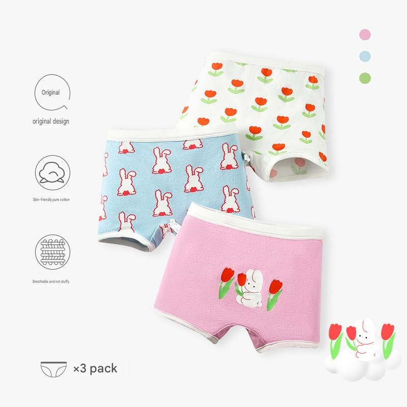Floral Rabbit Cozy Mesh Briefs ボタニカル ショーツ 3枚セット【mh0013560】 mamahalo accessories 幼児用下着
