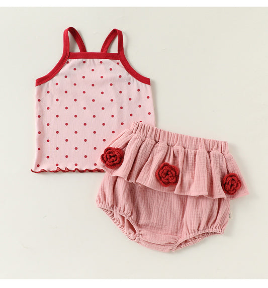 Polka Dot Cami Blooms Set ドット柄 キャミソール ブルマ セット【mh0013029】