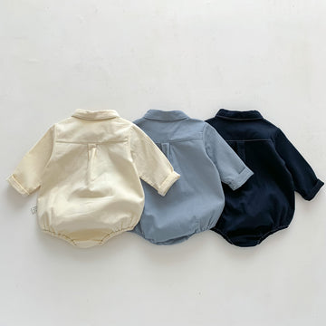 Bow Tie Long Sleeve Shirt Romper 蝶ネクタイ長袖シャツロンパース【mh0000378】