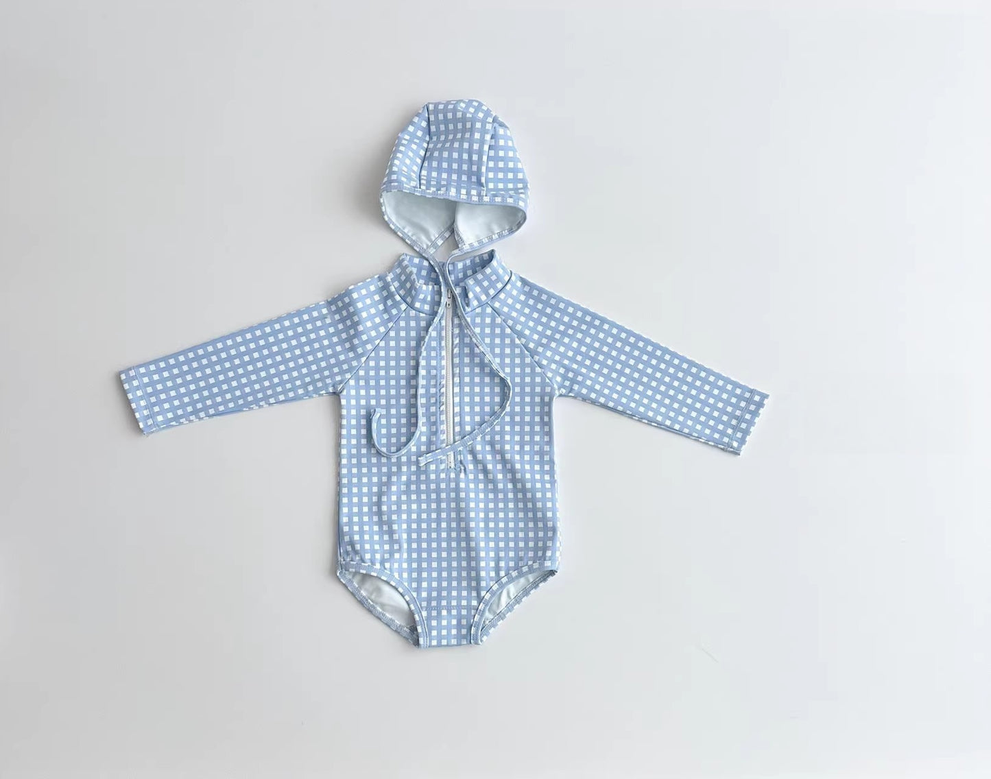 Gingham Polka Dot Swimsuit 長袖ワンピース水着【mh0012936】