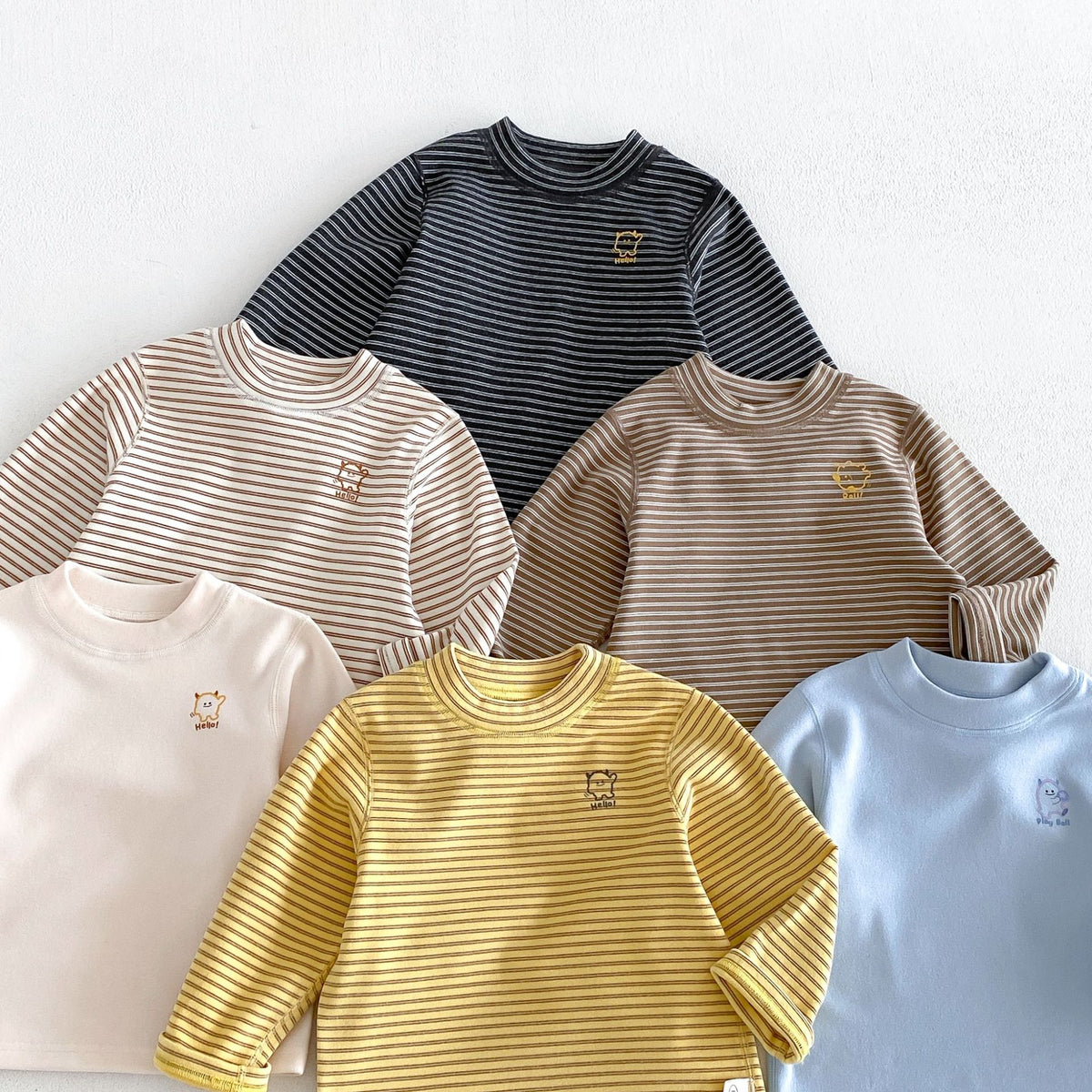 キッズ ボーダー ワンポイント刺繍 長袖Tシャツ / イージー ロングパンツ【mh0014771】