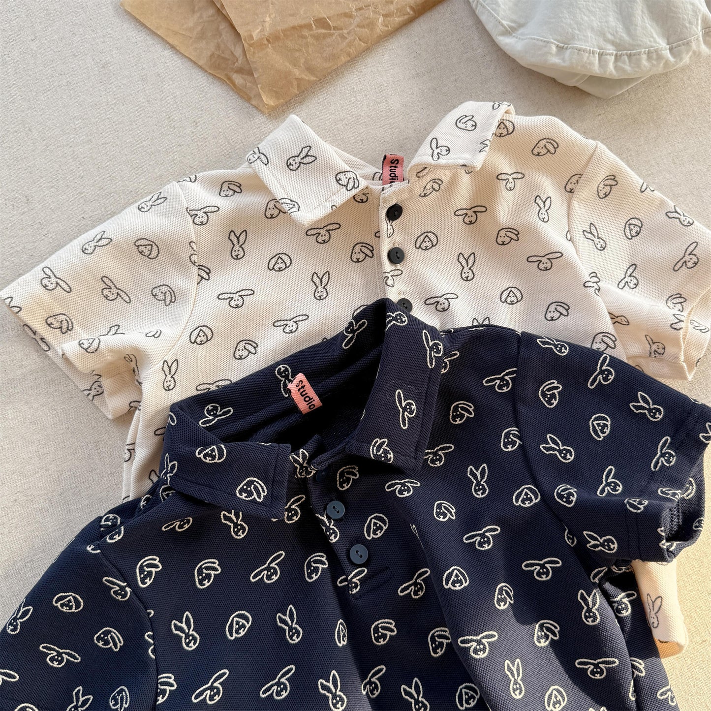 Rabbit Print Pique Cotton Polo Shirt 半袖 ポロシャツ【mh0012647】