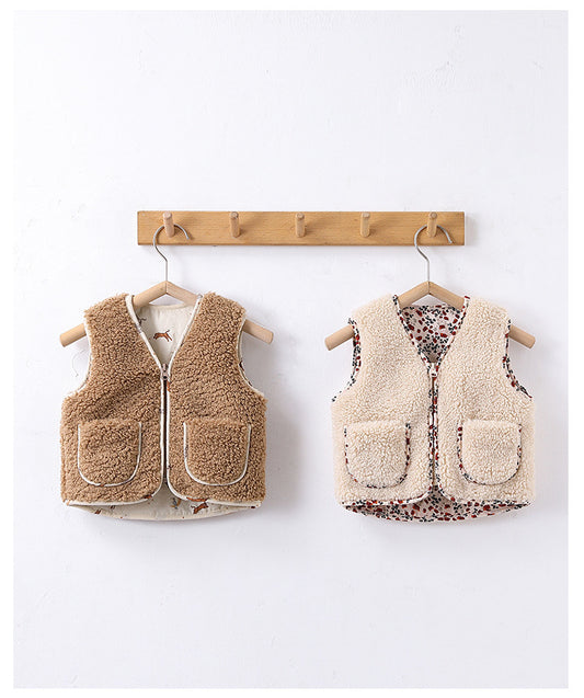 ボアベスト 中綿 厚手 リバーシブル カジュアル アウター【mh0011697】