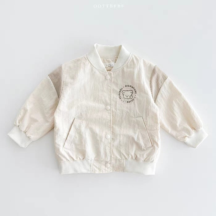 ベビー バイカラー 配色 スタジャン ブルゾンジャケット【mh0014627】
