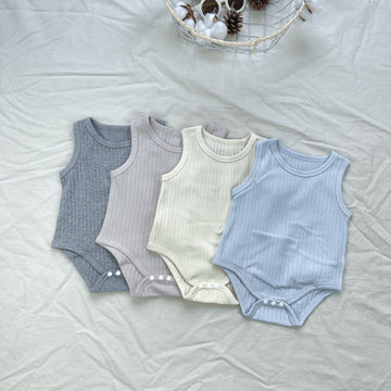 Ribbed Basic Sleeveless Romper 無地 ノースリーブロンパース【mh0012898】