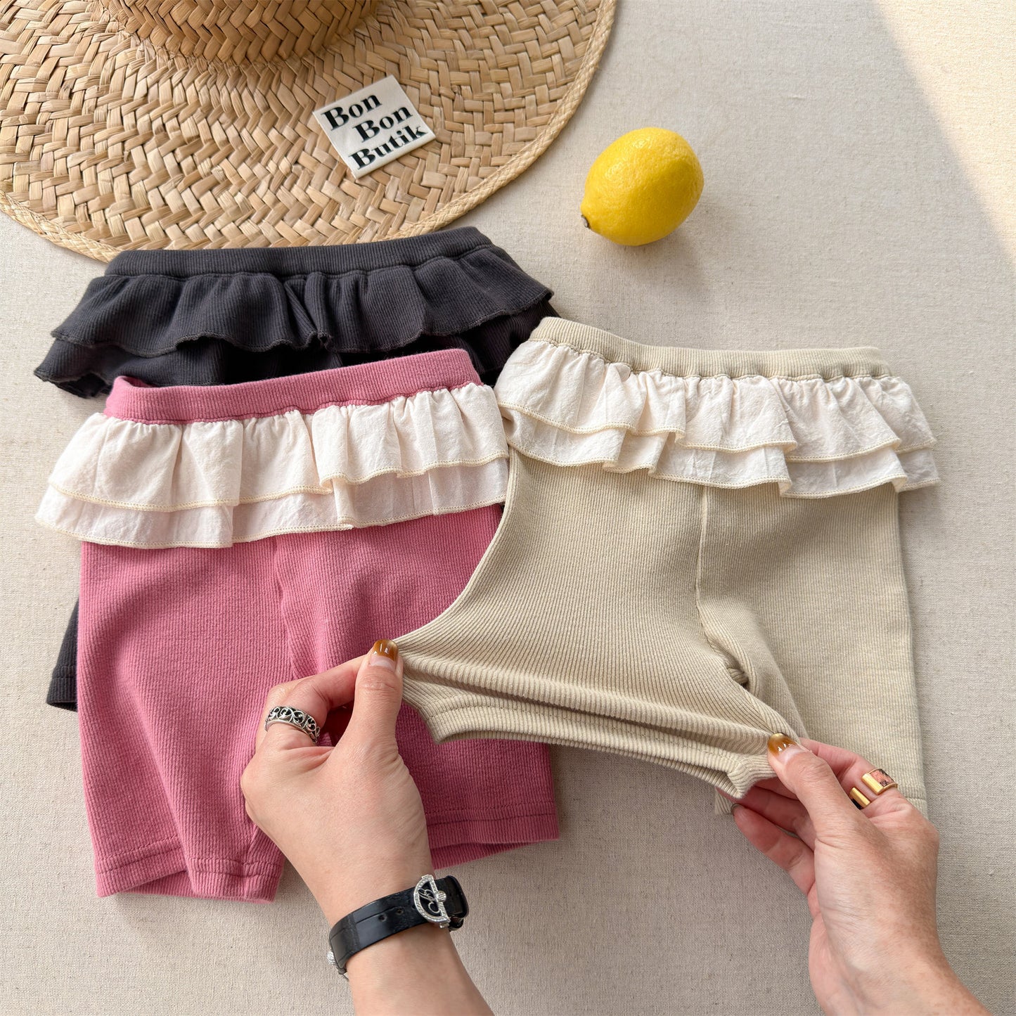Ruffle Waist Short Leggings ラッフル ショートレギンス【mh0013231】