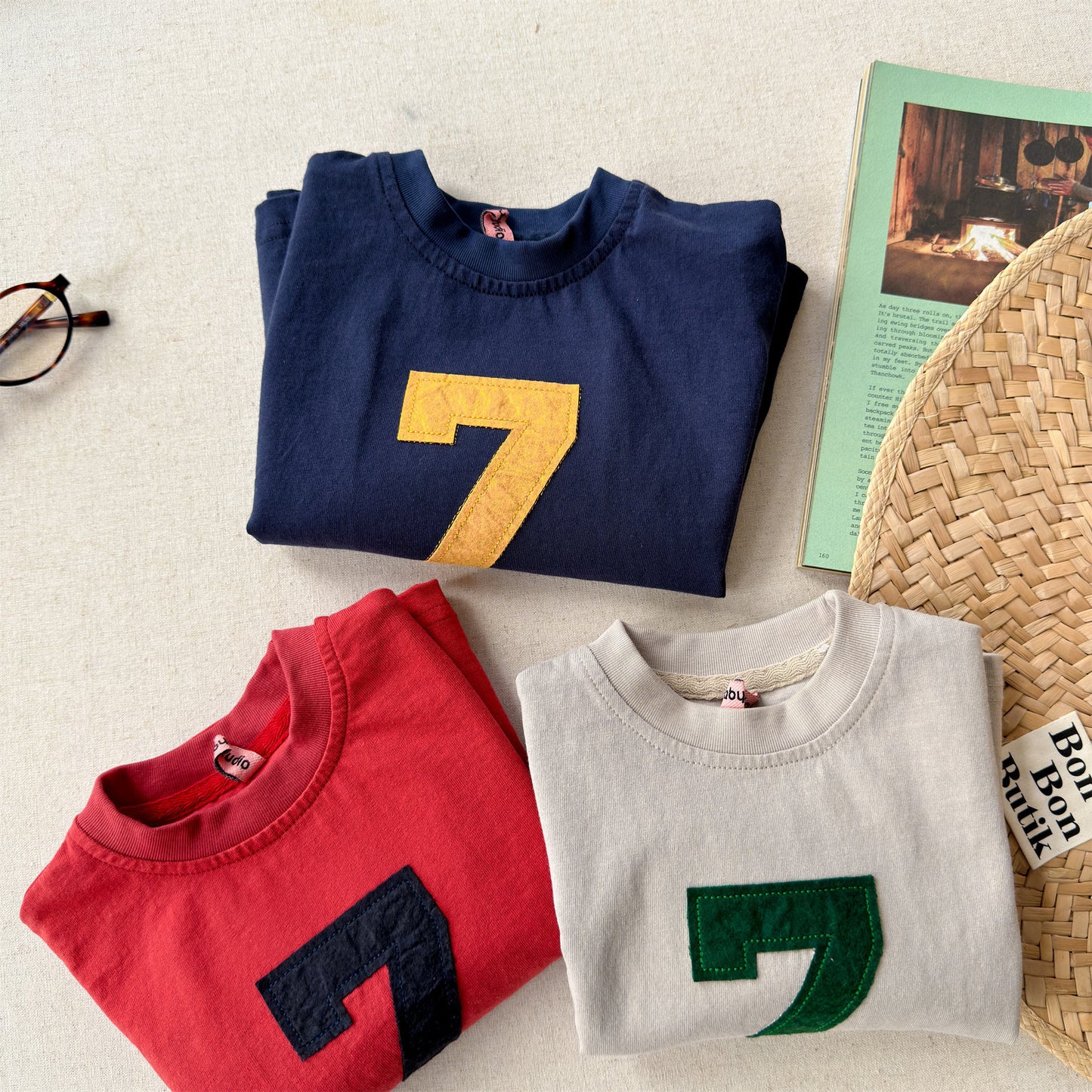 Number Embroidered Cotton Short Sleeve T-shirt ワッペン 半袖Tシャツ【mh0012662】