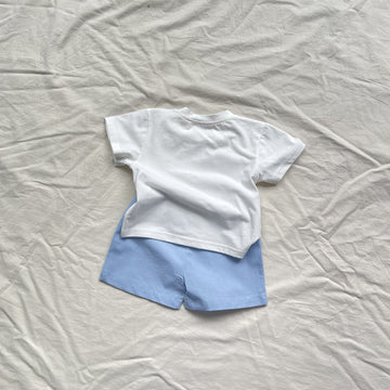 Playful Puppy Short Set 犬 イラスト 半袖Tシャツ ショートパンツセット【mh0012904】