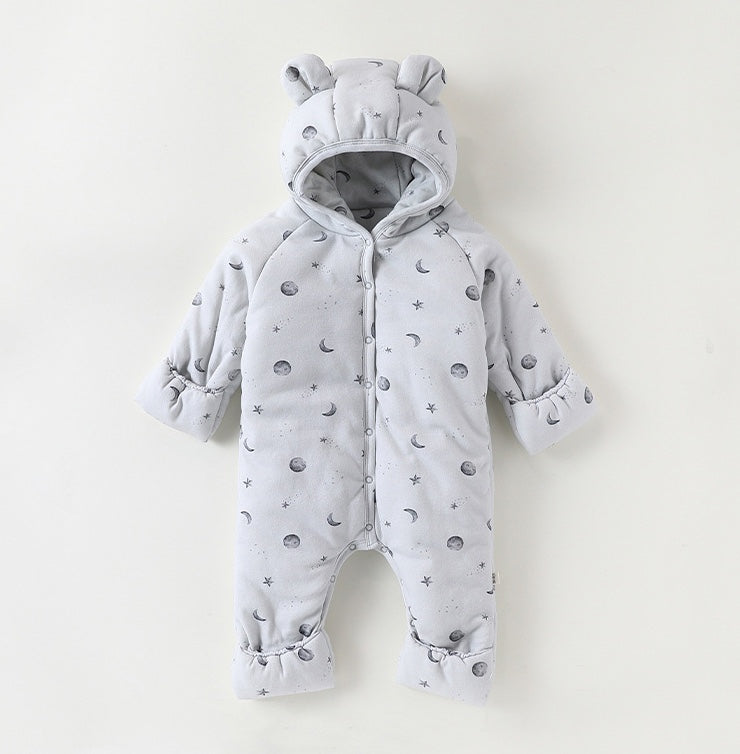 アウタージャンプスーツ 耳付き 中綿 厚手 フード付 ハートリボン【mh0011702】