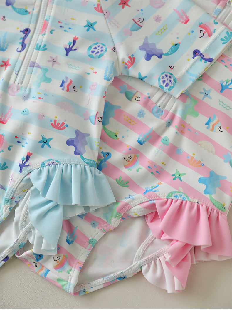 UPF50 Plus Marine Striped Short Sleeve One-piece マリンボーダー 水着【mh0012601】