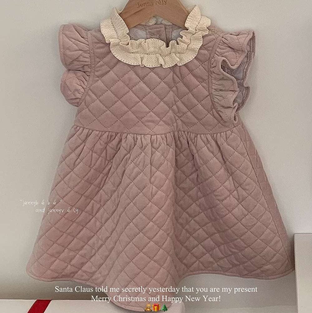 ノースリーブロンパース Dress / 73cm ノースリーブワンピース/ロンパース キルティング フリル袖 ジャンパースカート ボディスーツ【mh0011544】