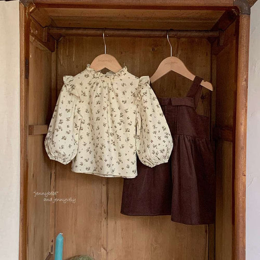 長袖セットアップ ボアベスト/長袖ブラウス/ノースリーブワンピース セットアップ 別売 コーデュロイ 小花柄【mh0011534】