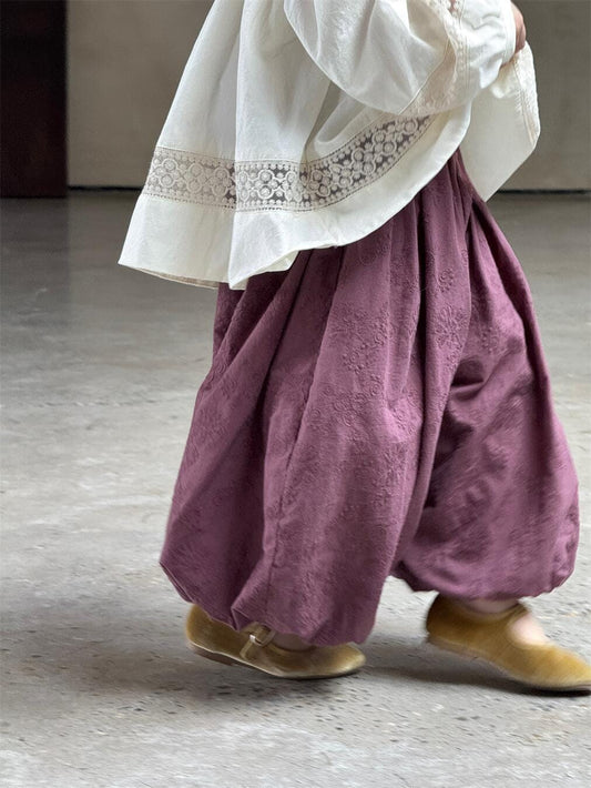 ロングパンツ・スウェットパンツ キッズパンツ レース刺繍ロングルーズバルーンパンツ【mh0009147】