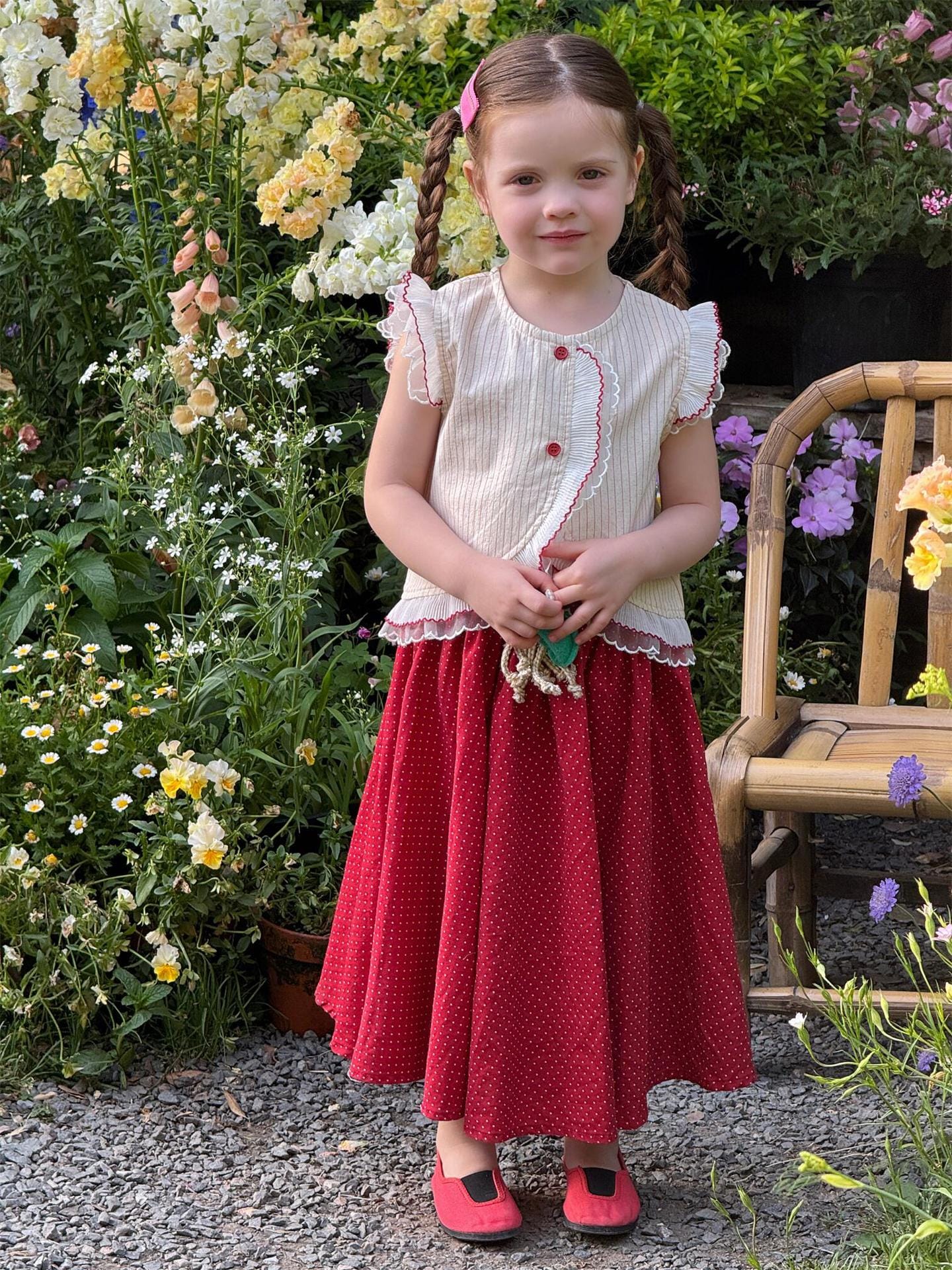 半袖シャツ・ブラウス ストライプフリルバタフライスリーブブラウス【mh0009881】