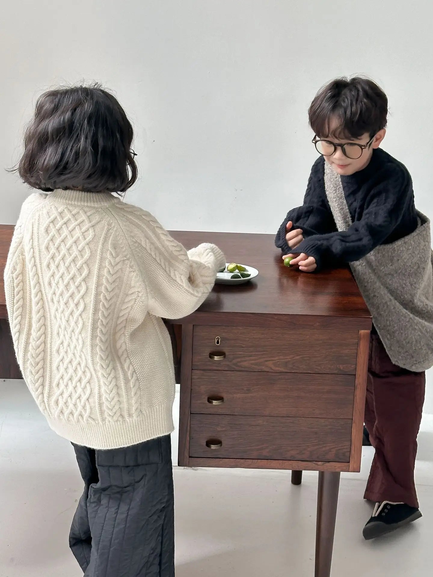 ニット・セーター キッズトップス アラン編みケーブルニットルーズセーター 2カラー【mh0007576】