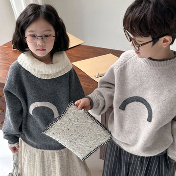 ニット・セーター キッズトップス 幾何学刺繍ニットセーター 2カラー【mh0007598】