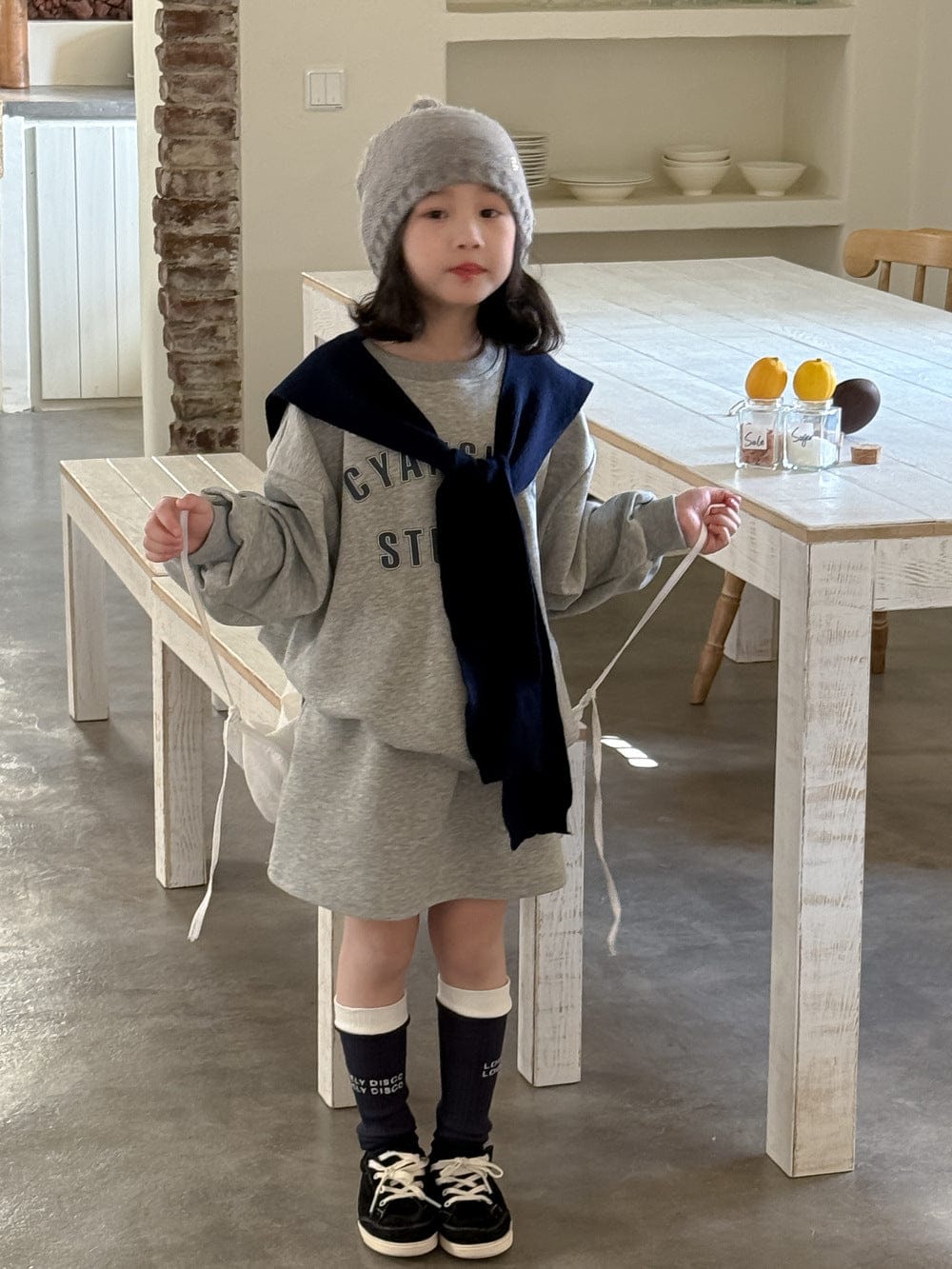 長袖セットアップ ロゴスウェットトップス ミニスカートセットアップ 2点セット【mh0010957】