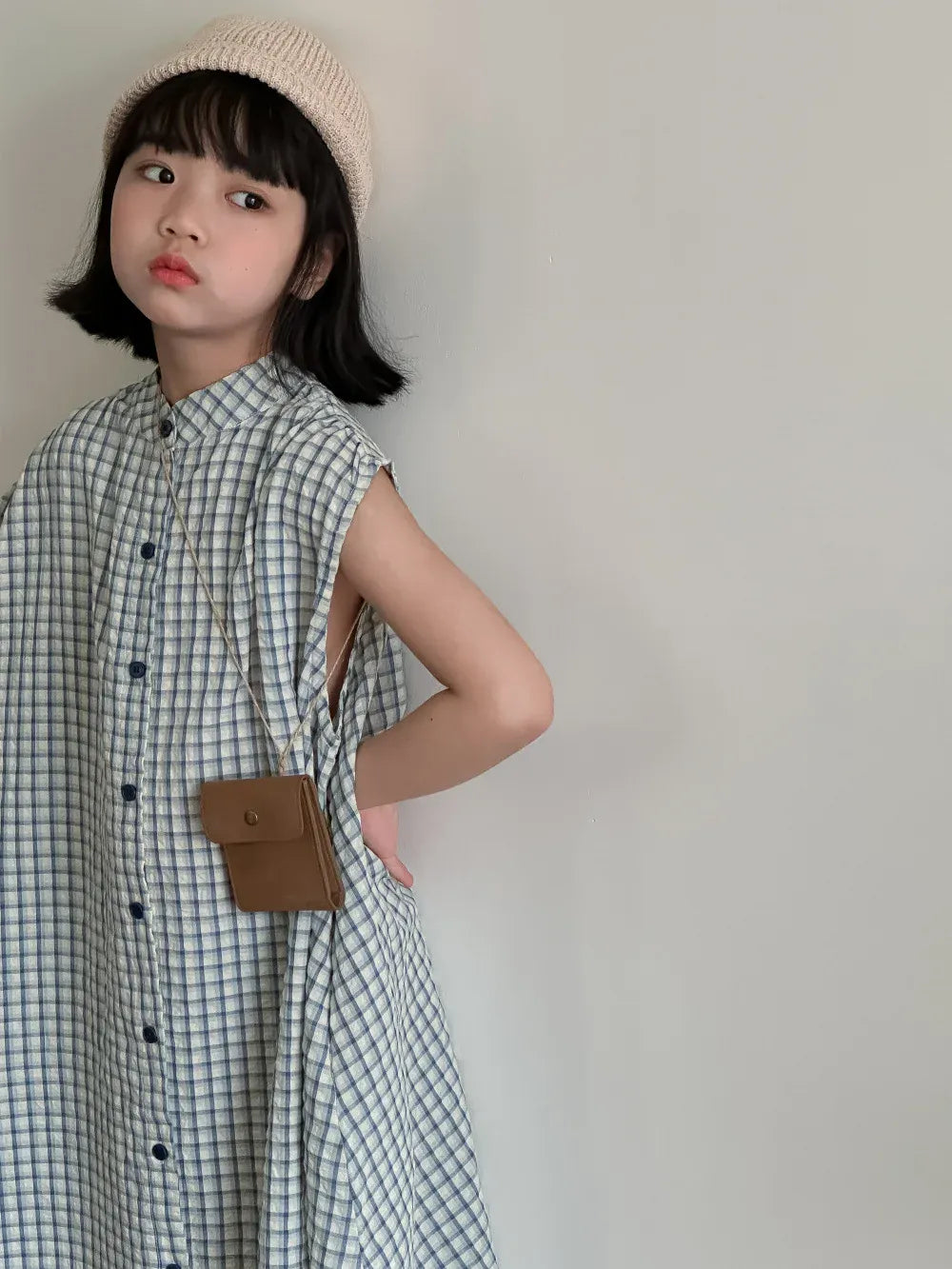 半袖セットアップ girl dress / 90cm 1-2y キッズセットアップ 2点セット/ワンピース ボーイズ半袖シャツ+ショートパンツ/ガールズノースリーブフロントオープンワンピ チェック リンクコーデ 兄弟姉妹 お揃いコーデ【mh0004885】