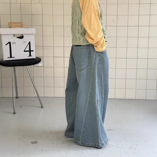 デニムパンツ ワイドフレアバギーデニムパンツジーンズ【mh0009689】