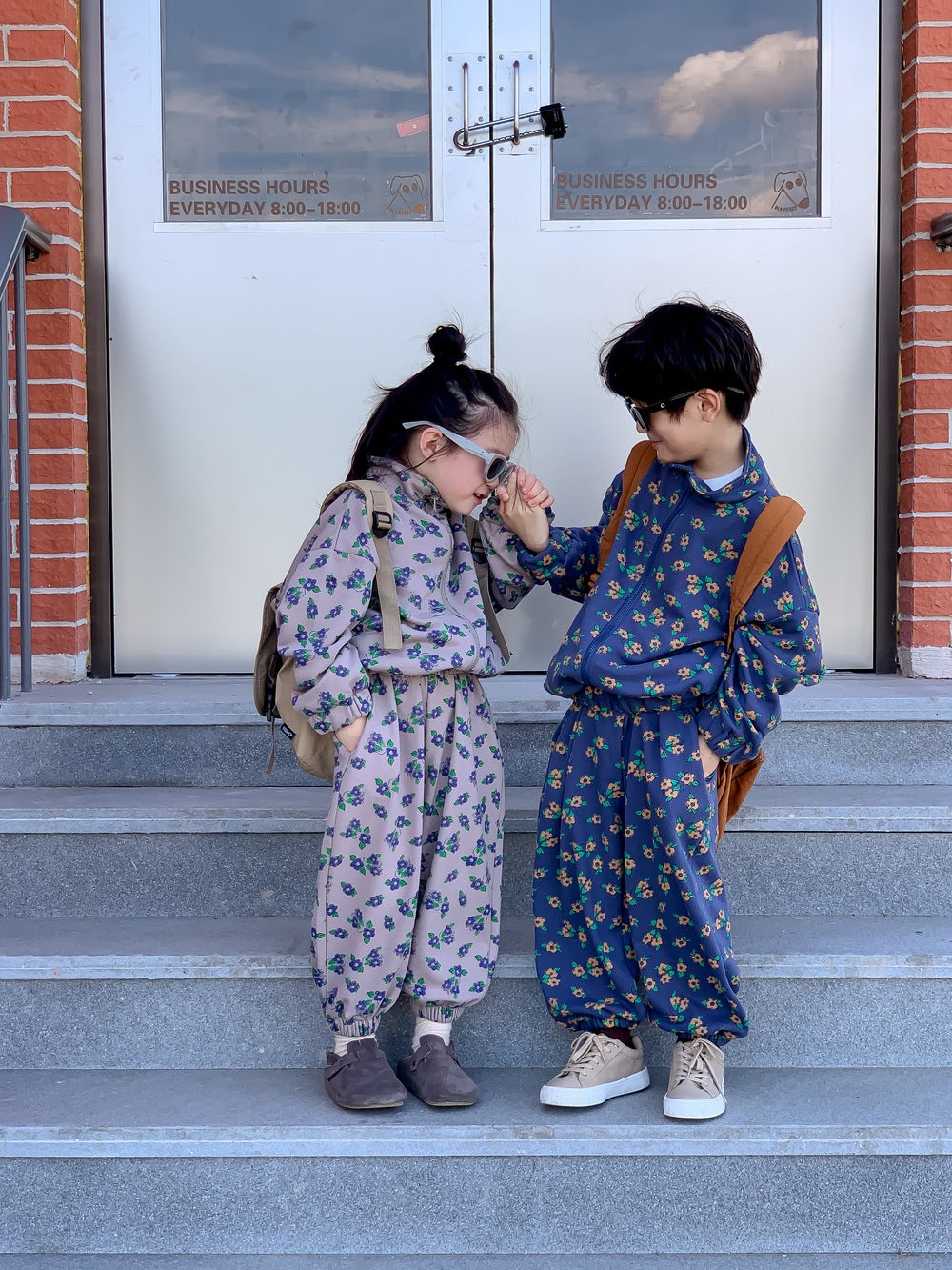 長袖セットアップ キッズセットアップ フラワープリント トラックジャケット【mh0011650】