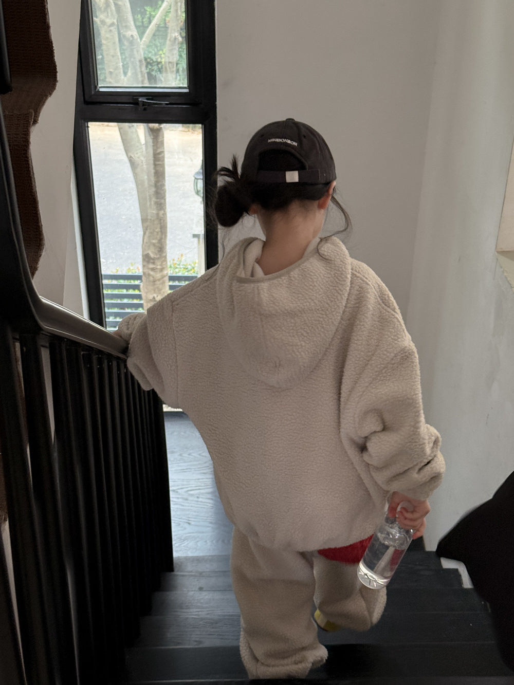 長袖セットアップ セットアップ キッズ 裏起毛 ボア 厚手 プルオーバー フード付 カジュアル【mh0011662】