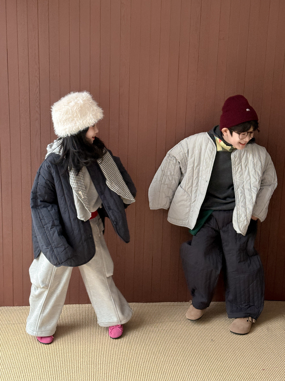 ショートコート・ジャケット・ジャンパー キルティングジャケット キッズ 中綿 厚手 ノーカラー ショート丈 カジュアル アウター【mh0011679】