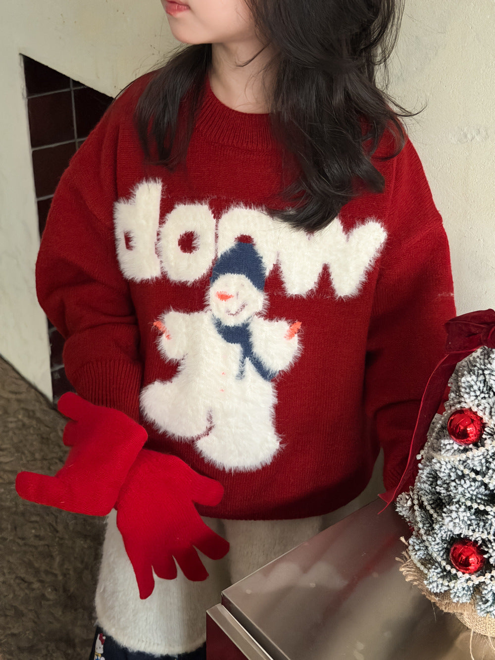 ニット・セーター ニットセーター スノーマン 雪だるまモチーフ クリスマス【mh0011867】