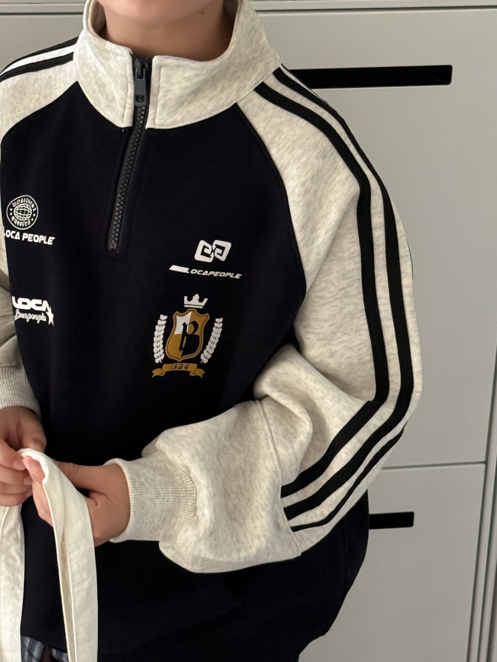 トレーナー・フーディ Navy Blue / 90cm バイカラーロゴハーフジップスウェットシャツ【mh0010937】