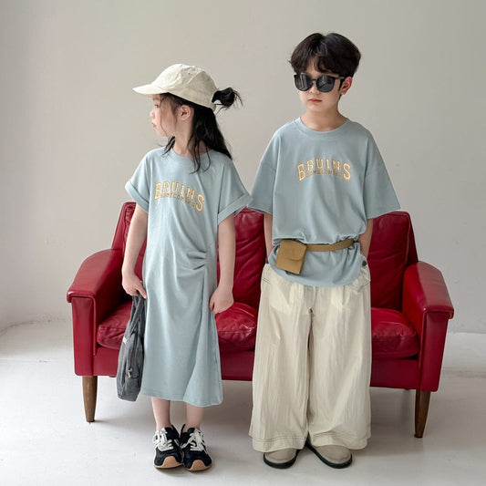 半袖ワンピース レターロゴ半袖Tシャツワンピース/半袖Tシャツ【mh0010041】