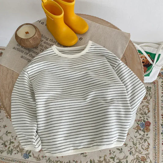 長袖Tシャツ キッズトップス シンプルベーシックボーダー/無地長袖Tシャツ【mh0007645】
