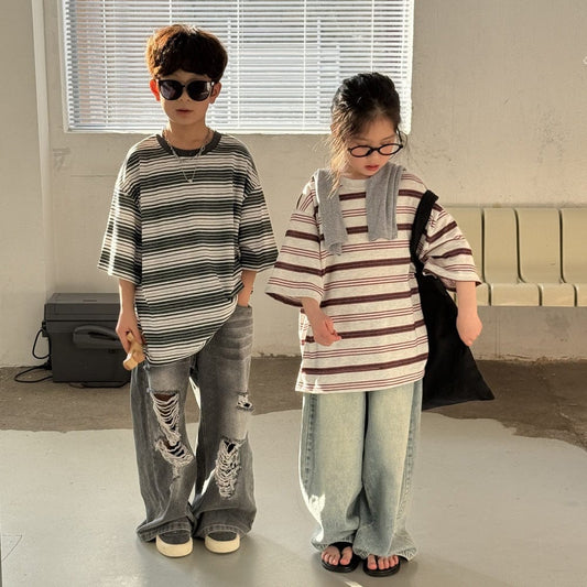 半袖Tシャツ レトロボーダー半袖Tシャツ【mh0009688】