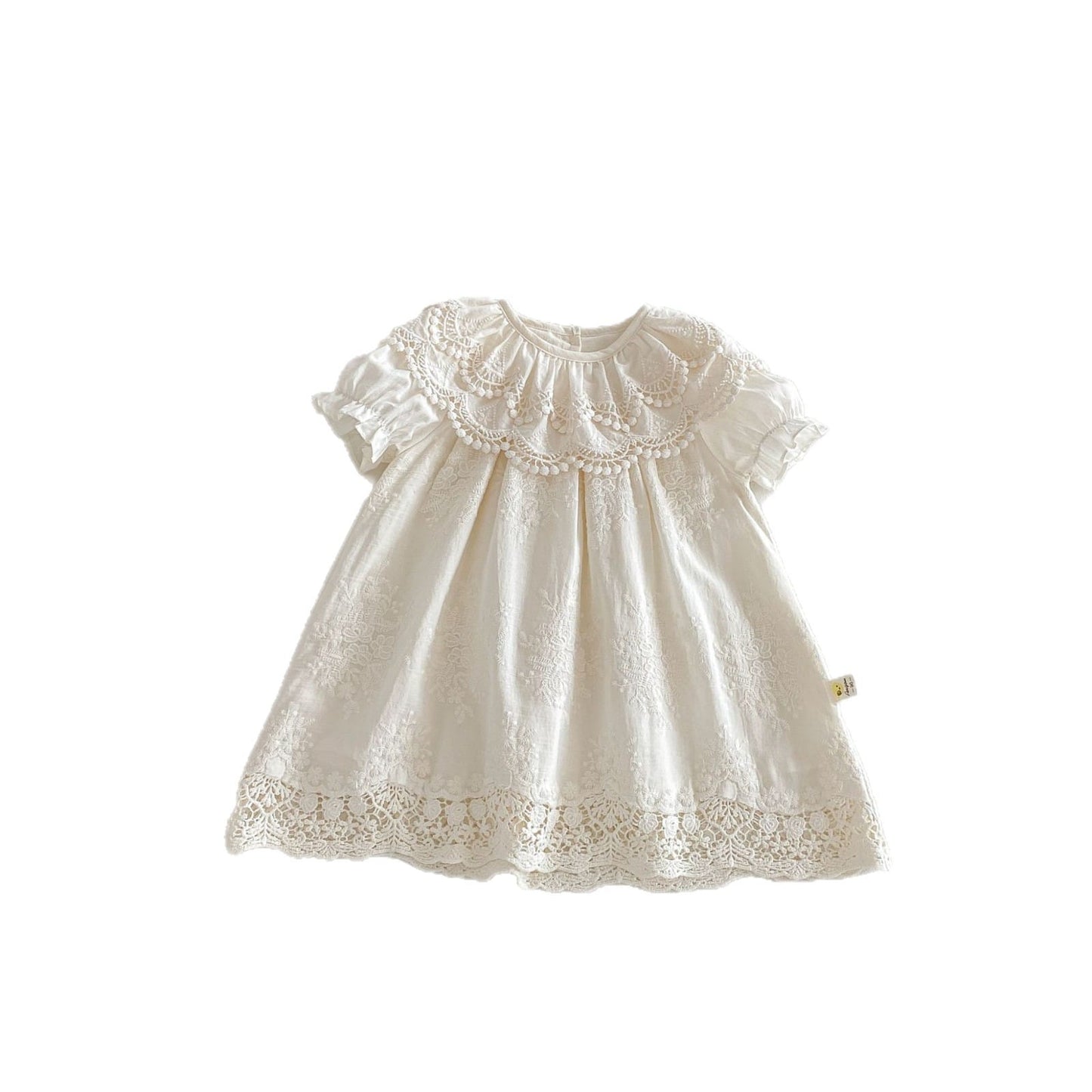 Lace Collar Embroidery Dress レース襟 総刺繍 コットン 半袖ワンピース【mh0012707】 angou 半袖ワンピース