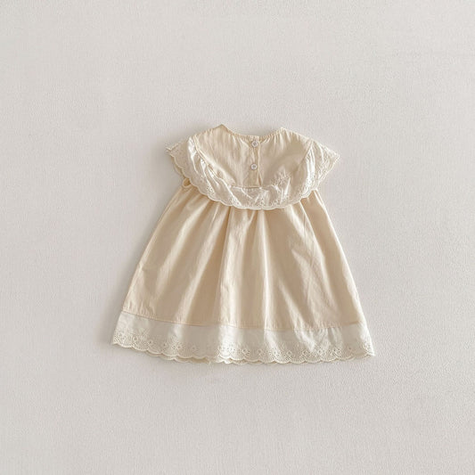 Lace Collar Ribbon Cotton Dress レース襟 リボン ノースリーブ ワンピース【mh0012712】 angou ノースリーブワンピース