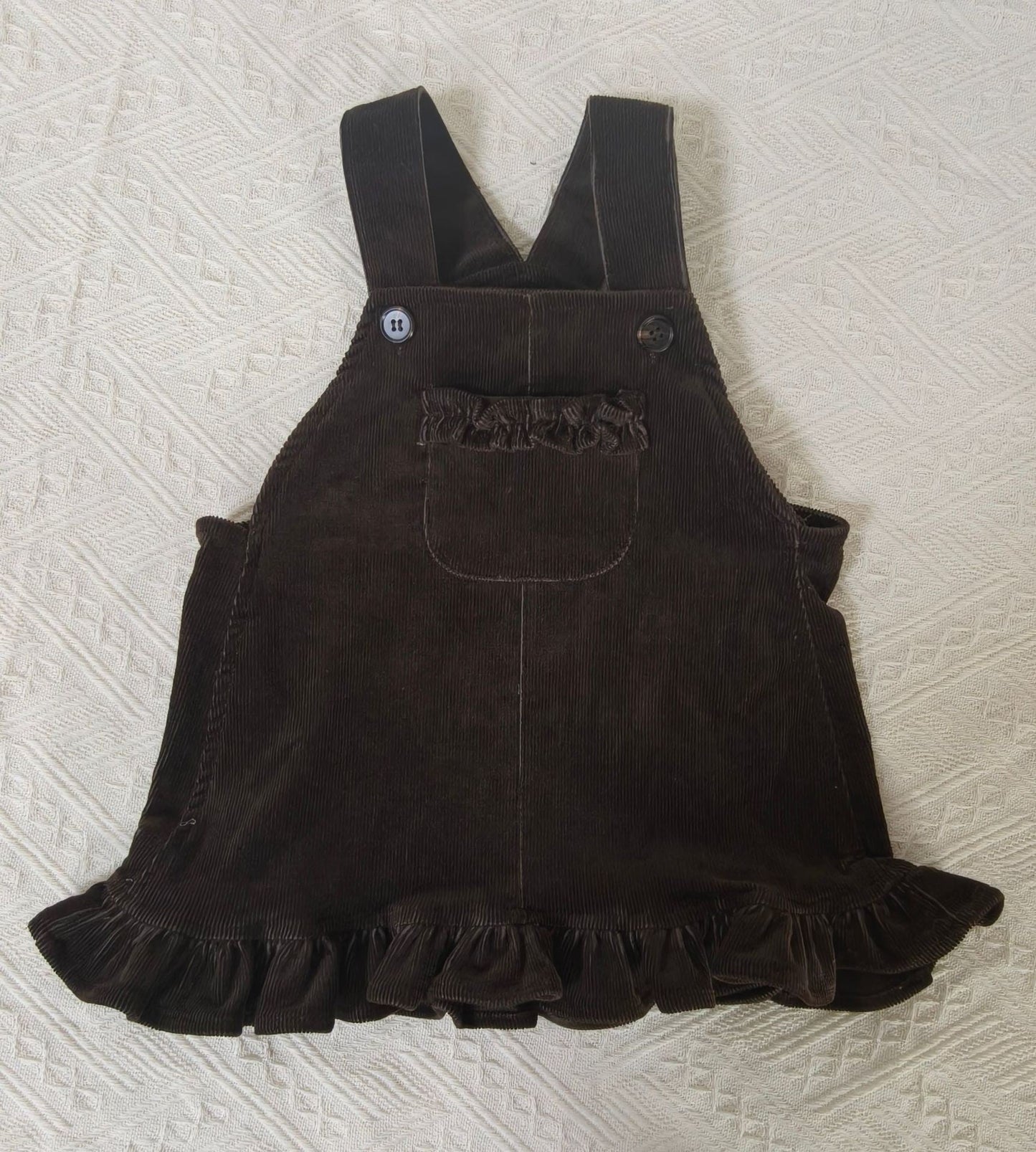 Lace Corduroy Suspender Dress レース コーデュロイ サロペットスカート【mh0012306】 Brown / 73cm yi nian ni