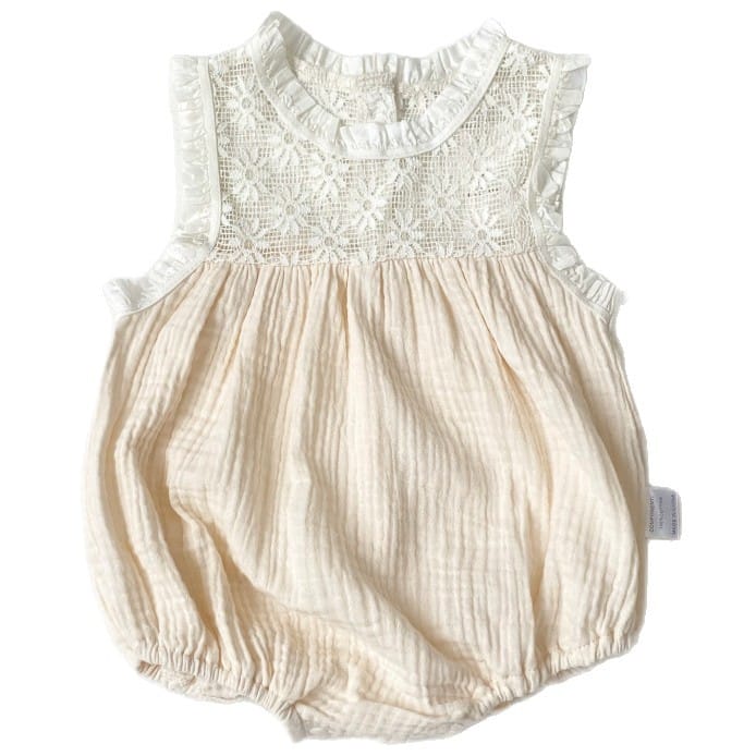 Lace Splicing Gauze Romper シアーレース ノースリーブロンパース【mh0013107】 BBAMMA ノースリーブロンパース