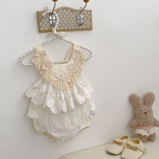 Lace Tassel Romper レース タッセル ドレスロンパース【mh0012489】 Engepapa ノースリーブロンパース