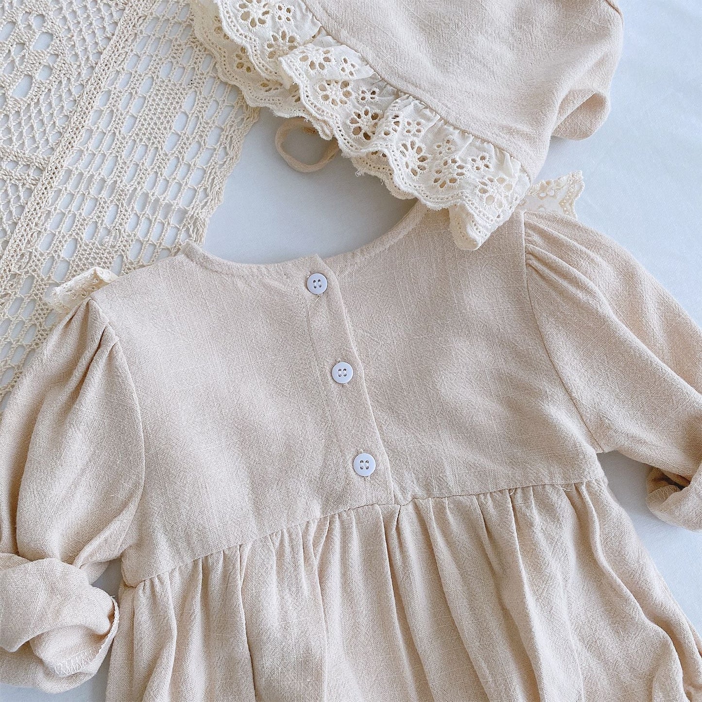 Lace Trimmed Long-Sleeve Romper レース 長袖ロンパース【mh0012333】 Beitaoya