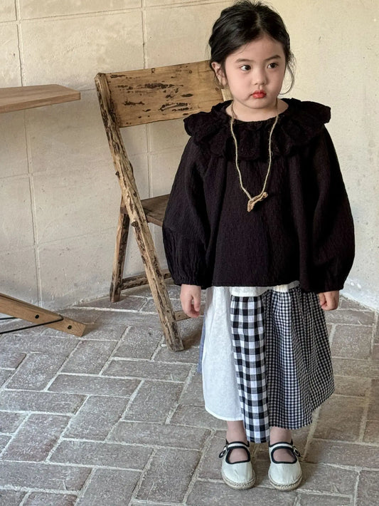 スカート キッズスカート チェックパッチワークAラインナチュラルスカート【mh0008942】