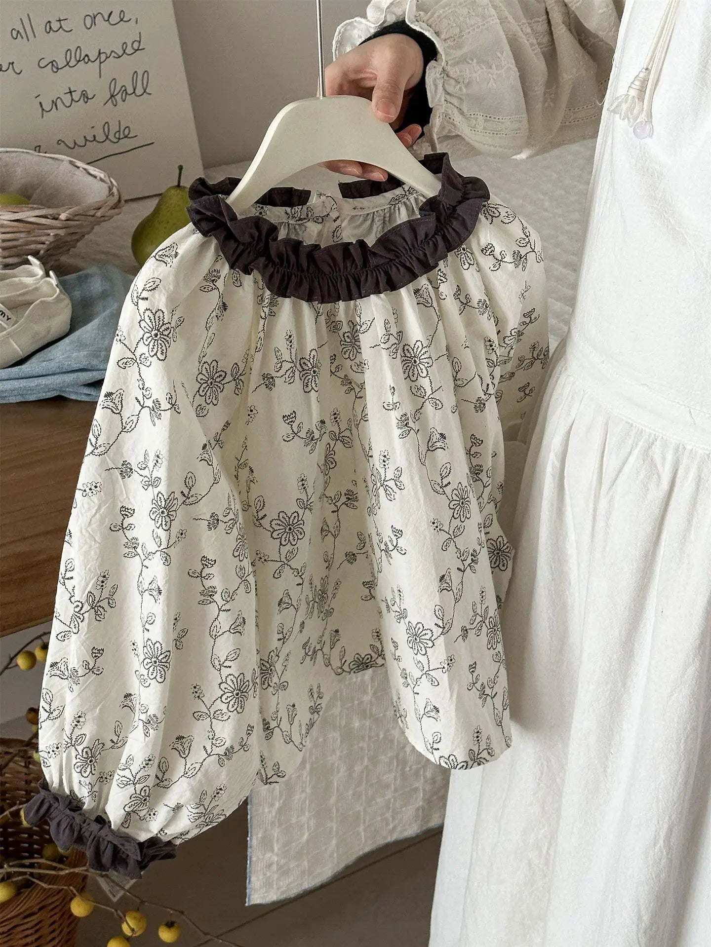 長袖シャツ・ブラウス color 2 / 2T-90 キッズトップス ラッフル襟長袖パフスリーブブラウス 5デザイン【mh0008944】