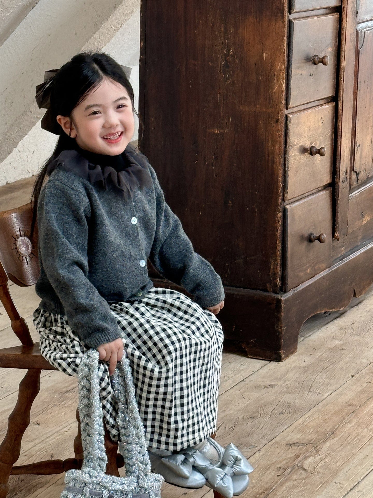 カーディガン・パーカー チュールフリル襟ニットカーディガン キッズセーター【mh0010993】