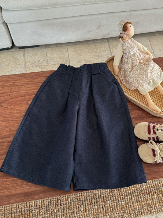 デニムパンツ ストレートワイドデニムパンツ キッズイージーパンツ【mh0011007】