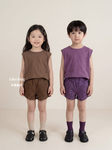 Leopard Patterned Cotton Shorts レオパード ショートパンツ【mh0013475】 Gikv king ハーフパンツ・ショートパンツ