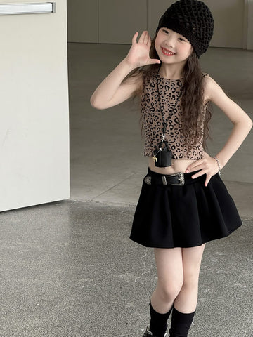 Leopard Print Ribbed Tank Top レオパード ノースリーブTシャツ【mh0013077】 mamahalo kids タンクトップ・キャミソール・ノースリーブトップス
