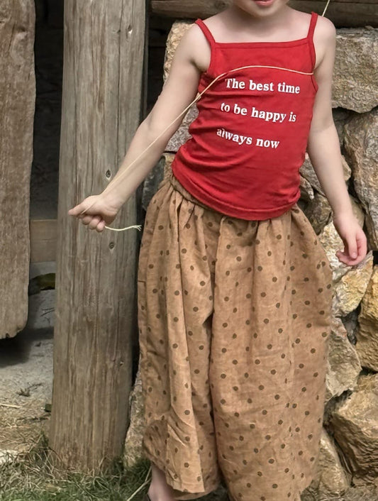 Letter Print Square Neck Camisole 英字プリント ノースリーブトップス【mh0012793】 Red / 90cm Chengle タンクトップ・キャミソール・ノースリーブトップス