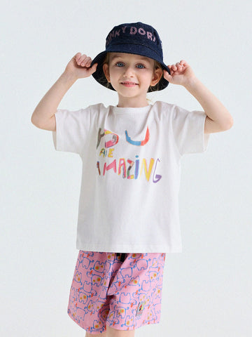 Lettering Graphic Short-Sleeved T-Shirt ビッグシルエット 半袖Tシャツ【mh0013196】 yunerma 半袖Tシャツ
