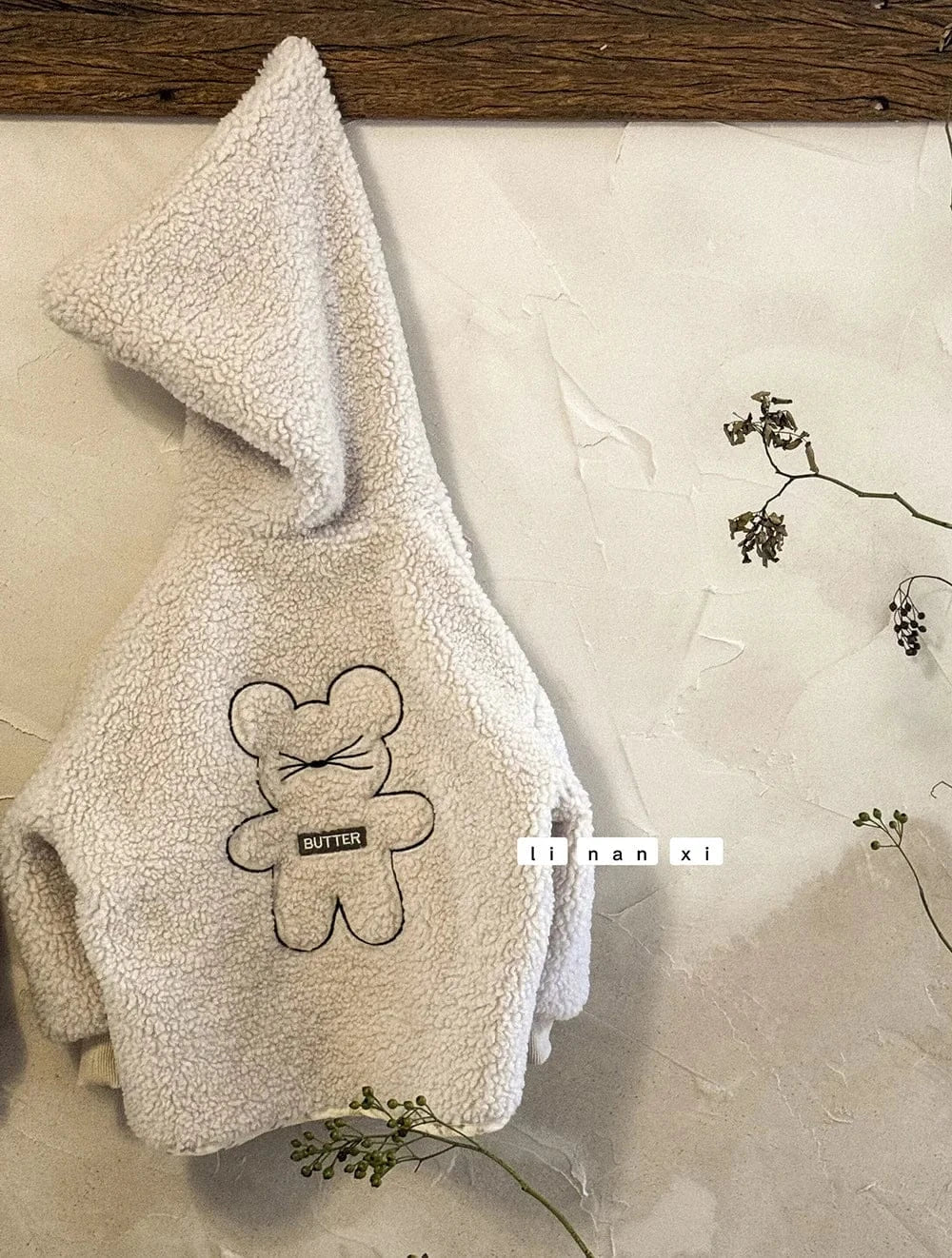 ショートコート・ジャケット・ジャンパー Apricot / 90cm 24M キッズアウター バックベアくま刺繍ボアフリースフーディジャケットコート【mh0008086】