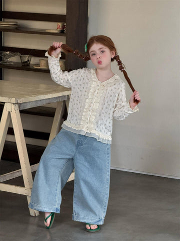 Light Color Rolled Wide Leg Jeans パッチワーク ロールアップ ワイドデニム【mh0012307】 Jianzidan