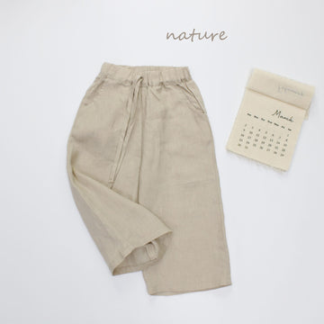 Linen Minimalist Trousers リネン ロングパンツ【mh0013629】 Apricot / 90cm Forest Map ロングパンツ・スウェットパンツ