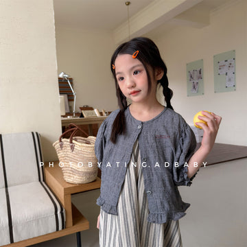 Linen Puff Sleeve Blouse ラッフル 半袖ブラウス【mh0013230】 ADbaby 半袖シャツ・ブラウス